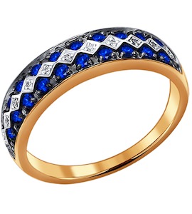 Кольцо из золота с бриллиантами и сапфирами 2010979