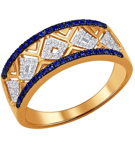 Кольцо из золота с бриллиантами и сапфирами 2010996