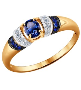 Кольцо из золота с бриллиантами и сапфирами 2011049