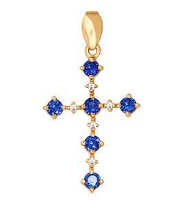 Декоративный крест с бриллиантами и сапфирами 2120010