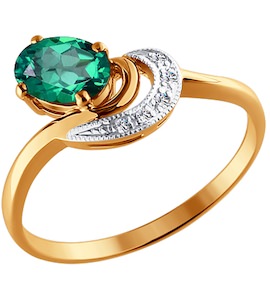 Кольцо из золота с бриллиантами и изумрудом 3010129