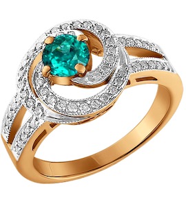 Кольцо из золота с бриллиантами и изумрудом 3010160