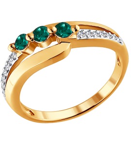 Кольцо из золота с бриллиантами и изумрудами 3010195
