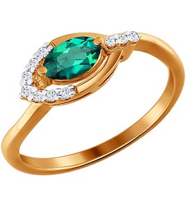 Кольцо из золота с бриллиантами и изумрудом 3010241