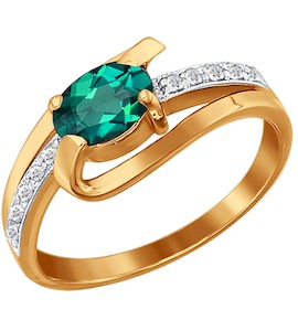 Кольцо из золота с бриллиантами и изумрудом 3010259
