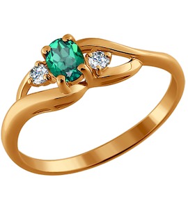 Кольцо из золота с бриллиантами и изумрудом 3010298