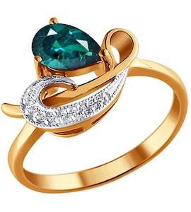 Кольцо из золота с бриллиантами и изумрудом 3010430