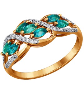 Кольцо из золота с бриллиантами и изумрудами 3010499