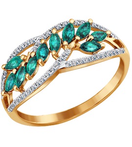 Кольцо из золота с бриллиантами и изумрудами 3010501
