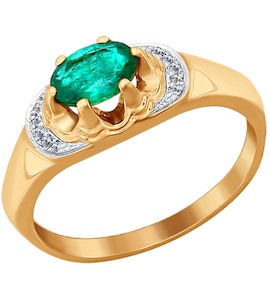 Кольцо из золота с бриллиантами и изумрудом 3010508
