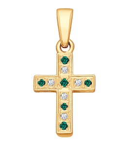 Крест из золота с бриллиантами и изумрудами 3120005