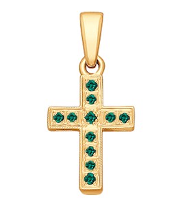 Крест из золота с изумрудами 3120006