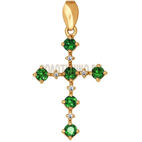 Декоративный крест с изумрудами и бриллиантами 3120008