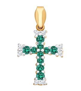 Крест из золота с бриллиантами и изумрудами 3120017