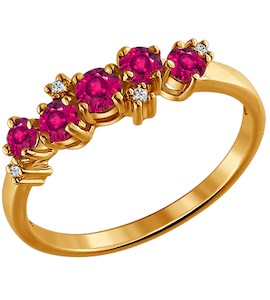 Кольцо из золота с бриллиантами и рубинами 4010005