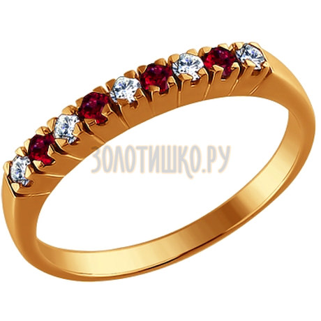 Кольцо из золота с бриллиантами и рубинами 4010011