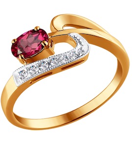 Кольцо из комбинированного золота с бриллиантами и рубином 4010071