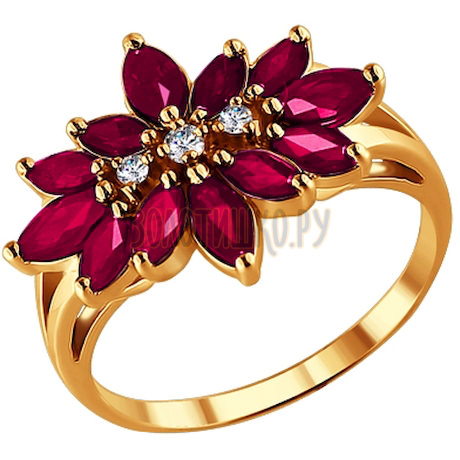 Кольцо из золота с бриллиантами и рубинами 4010075