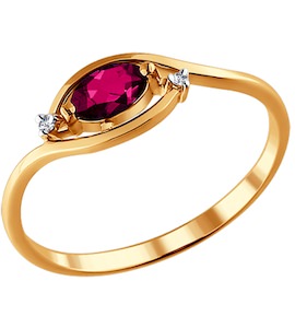 Кольцо из золота с бриллиантами и рубином 4010108