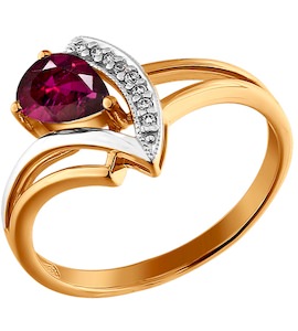 Кольцо из комбинированного золота с бриллиантами и рубином 4010134