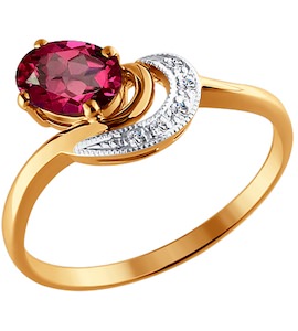 Кольцо из золота с бриллиантами и рубином 4010137