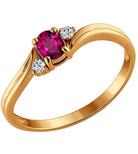 Кольцо из золота с бриллиантами и рубином 4010150