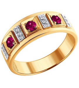 Кольцо из золота с бриллиантами и рубинами 4010194