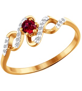 Кольцо из золота с бриллиантами и рубином 4010204