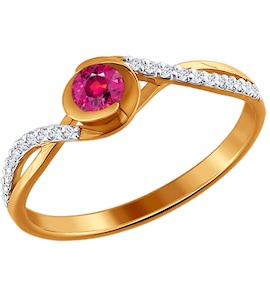 Кольцо из золота с бриллиантами и рубином 4010211