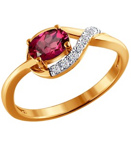 Кольцо из золота с бриллиантами и рубином 4010216