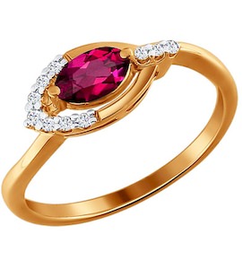 Кольцо из золота с бриллиантами и рубином 4010346