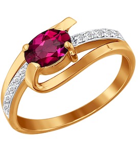 Кольцо из золота с бриллиантами и рубином 4010364