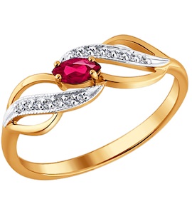 Кольцо из золота с бриллиантами и рубином 4010376