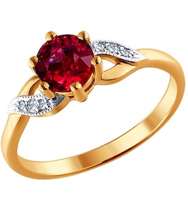 Кольцо из золота с бриллиантами и рубином 4010394