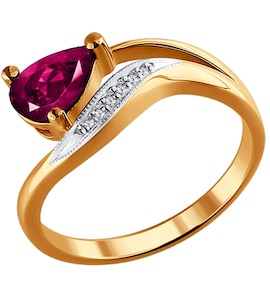 Кольцо из золота с бриллиантами и рубином 4010396