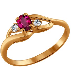 Кольцо из золота с бриллиантами и рубином 4010402