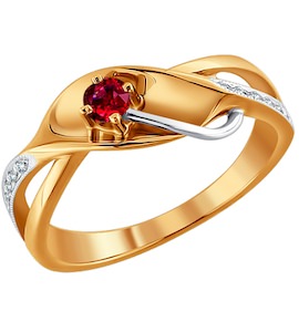 Кольцо из золота с бриллиантами и рубином 4010405