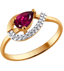 Кольцо из золота с бриллиантами и рубином 4010423