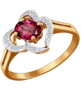 Кольцо из золота с бриллиантами и рубином 4010442