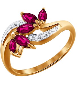 Кольцо из золота с бриллиантами и рубинами 4010454