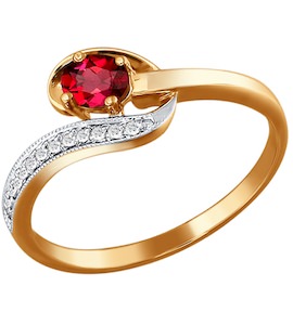 Кольцо из золота с бриллиантами и рубином 4010459