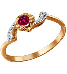 Кольцо из золота с бриллиантами и рубином 4010471