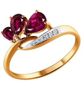 Кольцо из золота с бриллиантами и рубинами 4010488