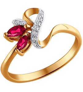 Кольцо из золота с бриллиантами и рубинами 4010489