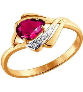Кольцо из золота с бриллиантами и рубином 4010492