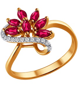 Кольцо из золота с бриллиантами и рубинами 4010499