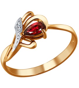 Кольцо из золота с бриллиантами и рубином 4010505
