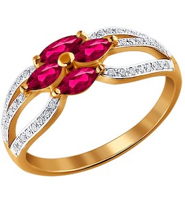 Кольцо из золота с бриллиантами и рубинами 4010512