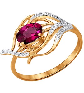 Кольцо из золота с бриллиантами и рубином 4010522