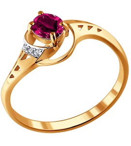 Кольцо из золота с бриллиантами и рубином 4010538